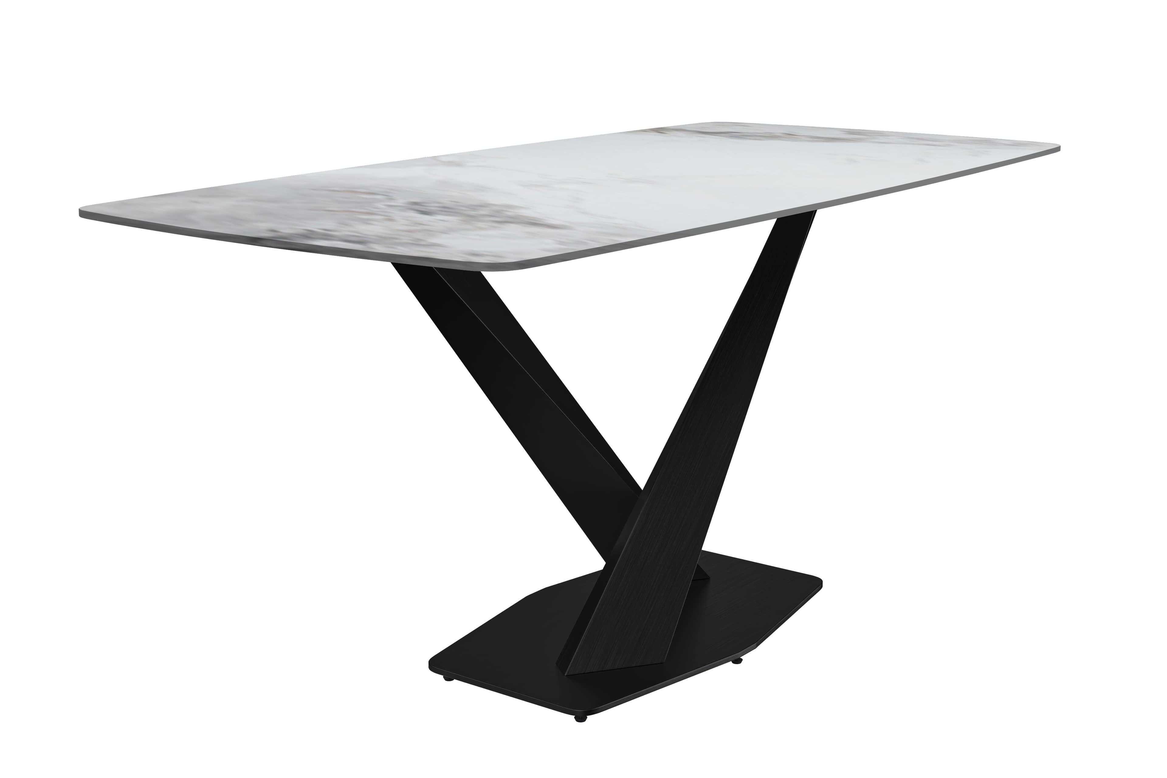 71" Medium Grey Glass Rectangular Dining Table with Black Steel Base