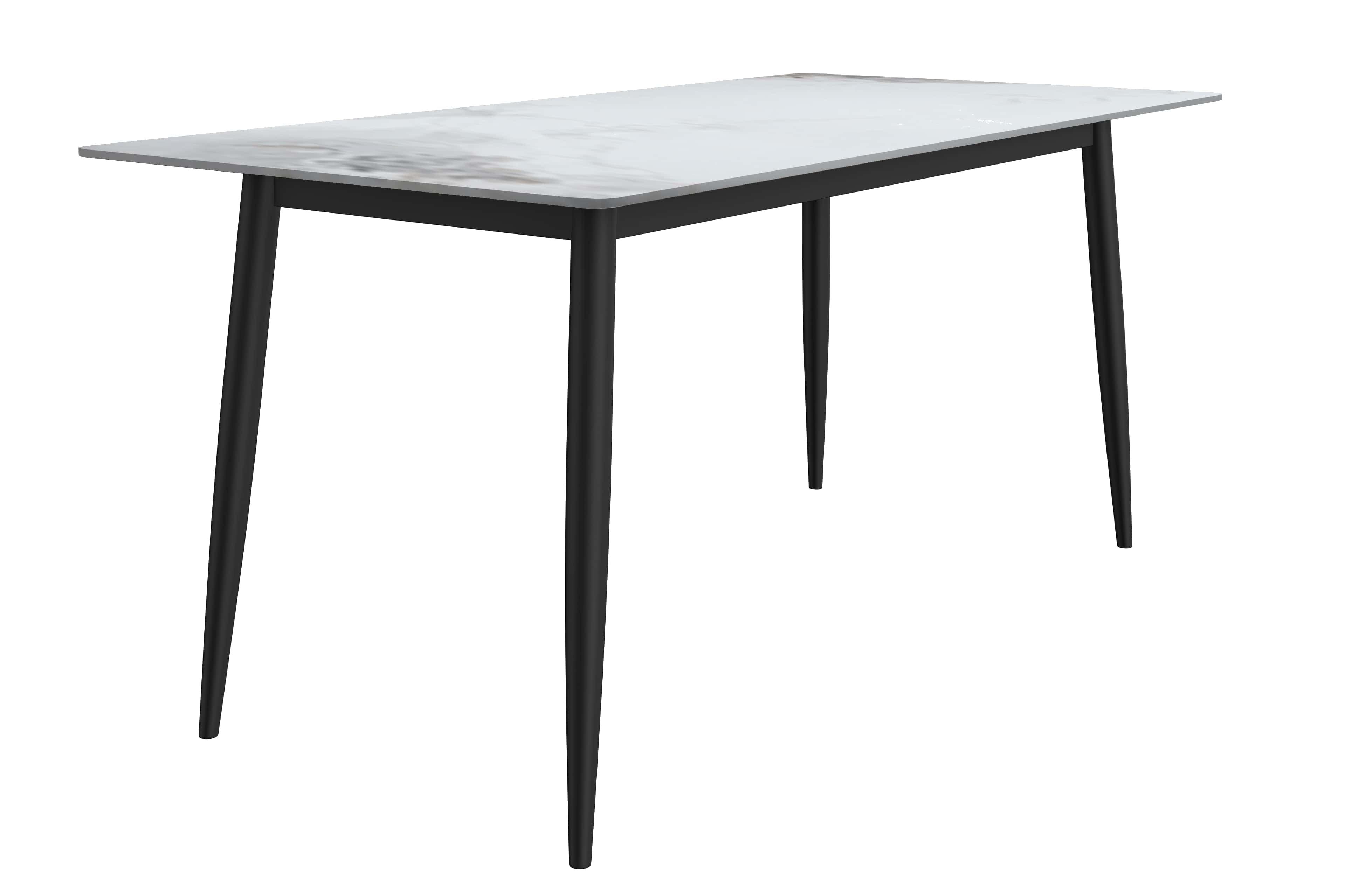 Medium Grey Glass Top Dining Table with Black Steel Base