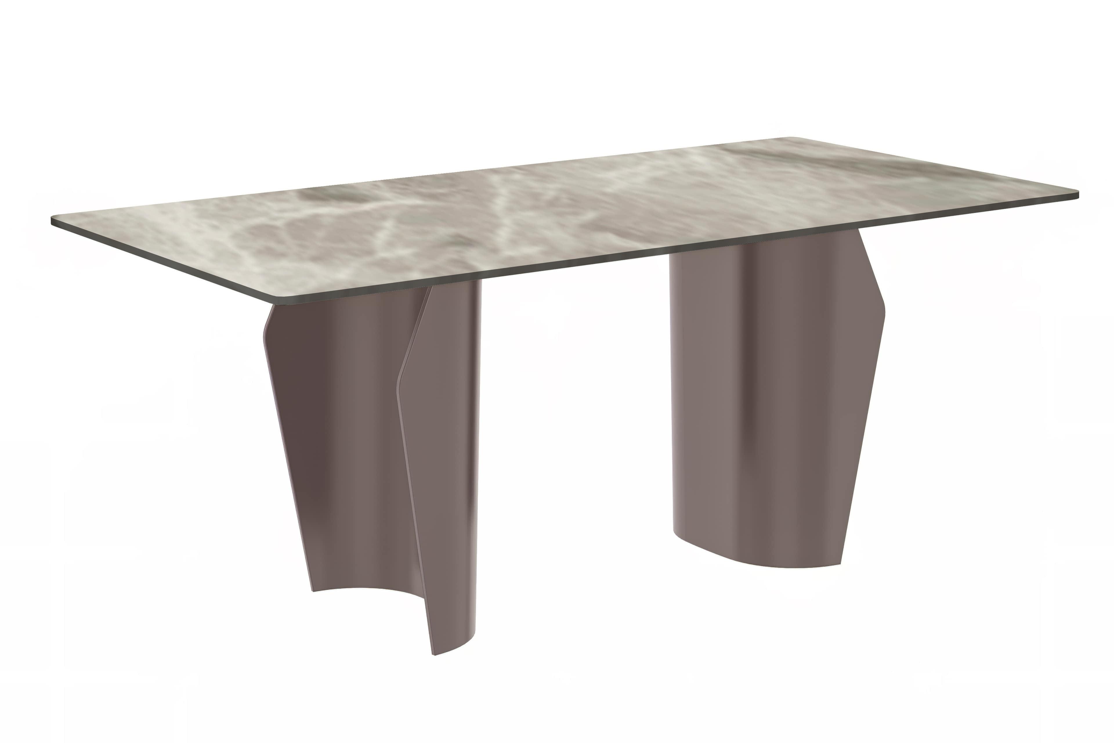 Zelan 62" Deep Grey Sintered Stone Dining Table with Stainless Steel Base