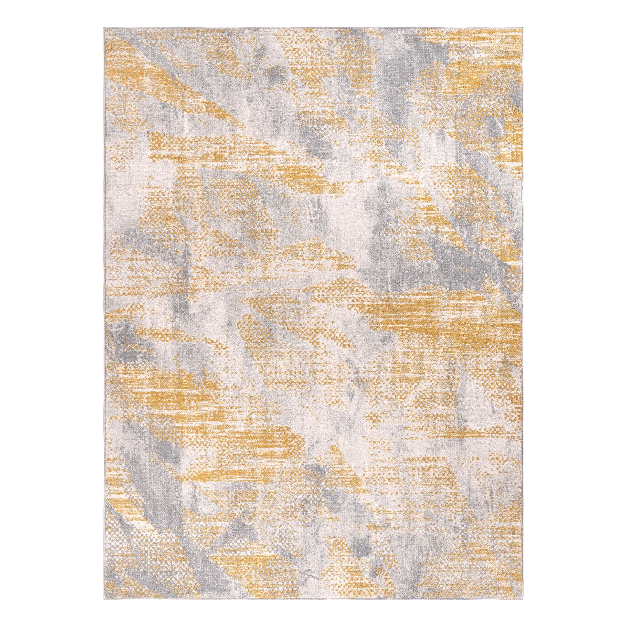 Lela Collection Abstract Polyester Rug 5'2" x 7'5" - Gray/Gold
