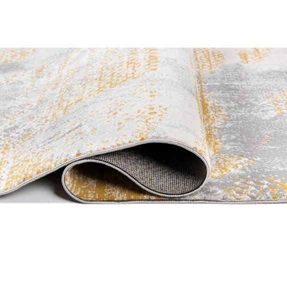 Lela Collection Abstract Polyester Rug 7'6" x 10'6" - Gray/Gold