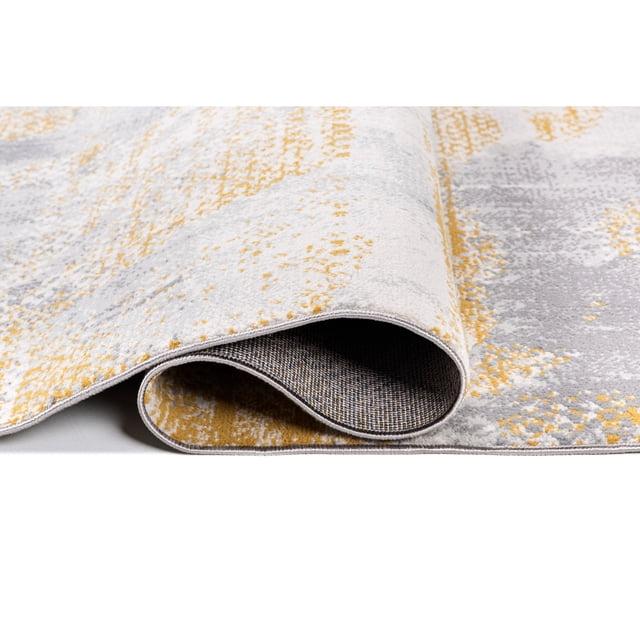 Lela Collection Abstract Polyester Rug 7'6" x 10'6" - Gray/Gold