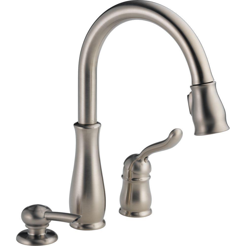 Leland Single Handle Widespread Kitchen Faucet with Optional Soap Dispenser and Diamond Seal Technology