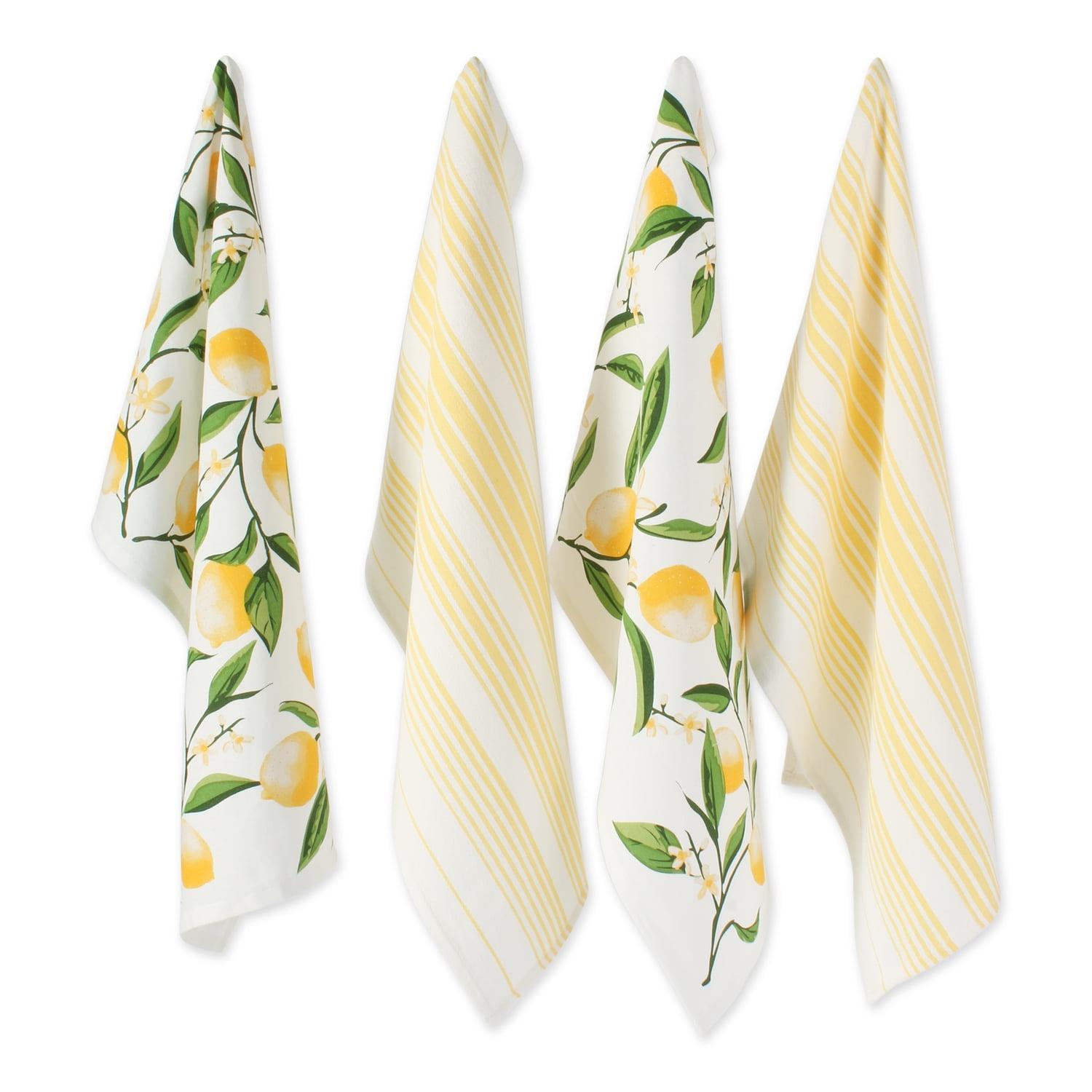 Lemon Bliss Cotton Kitchen Dishtowel Set, 18x28", 4 Pieces