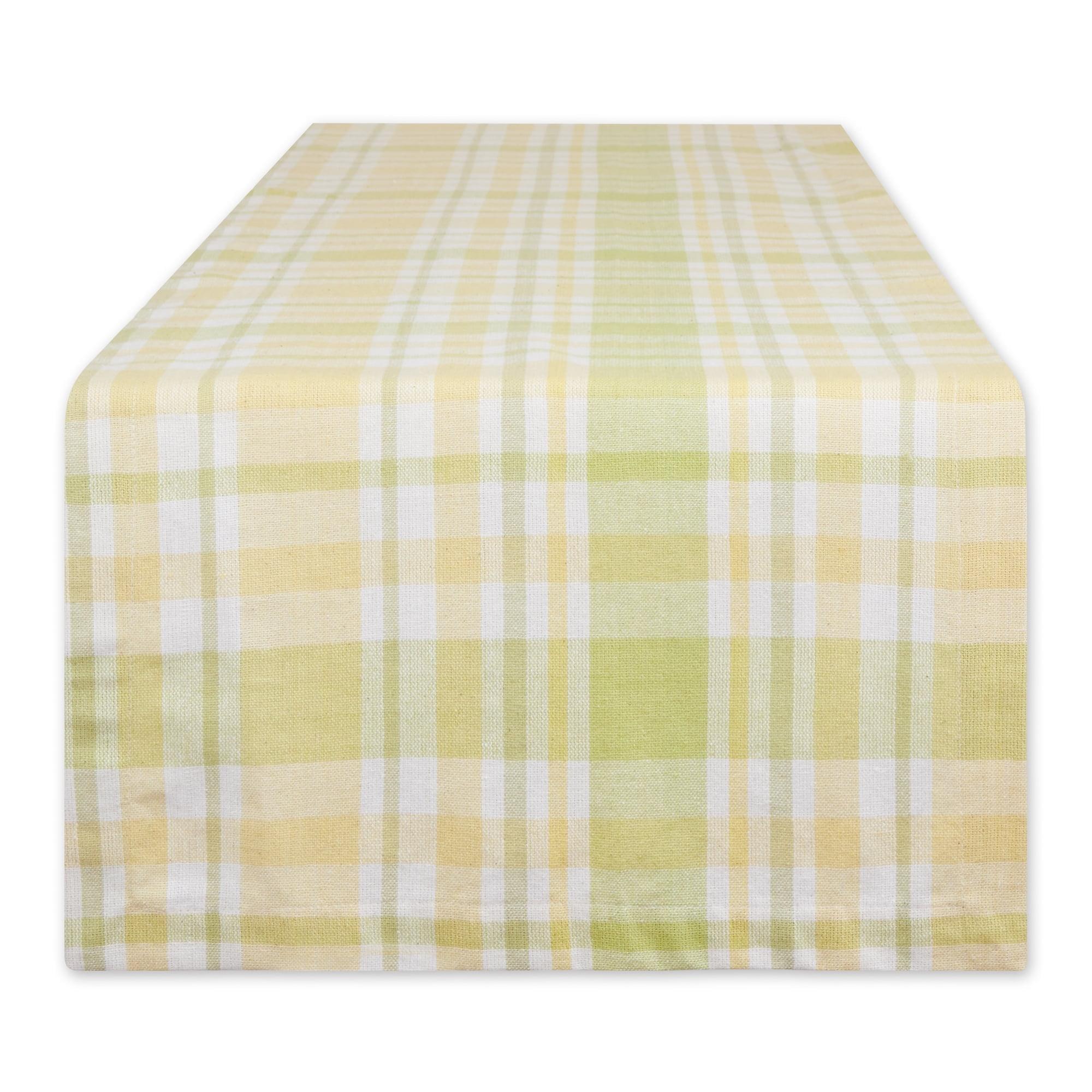 Lemon Bliss Plaid Cotton Table Runner 14x108