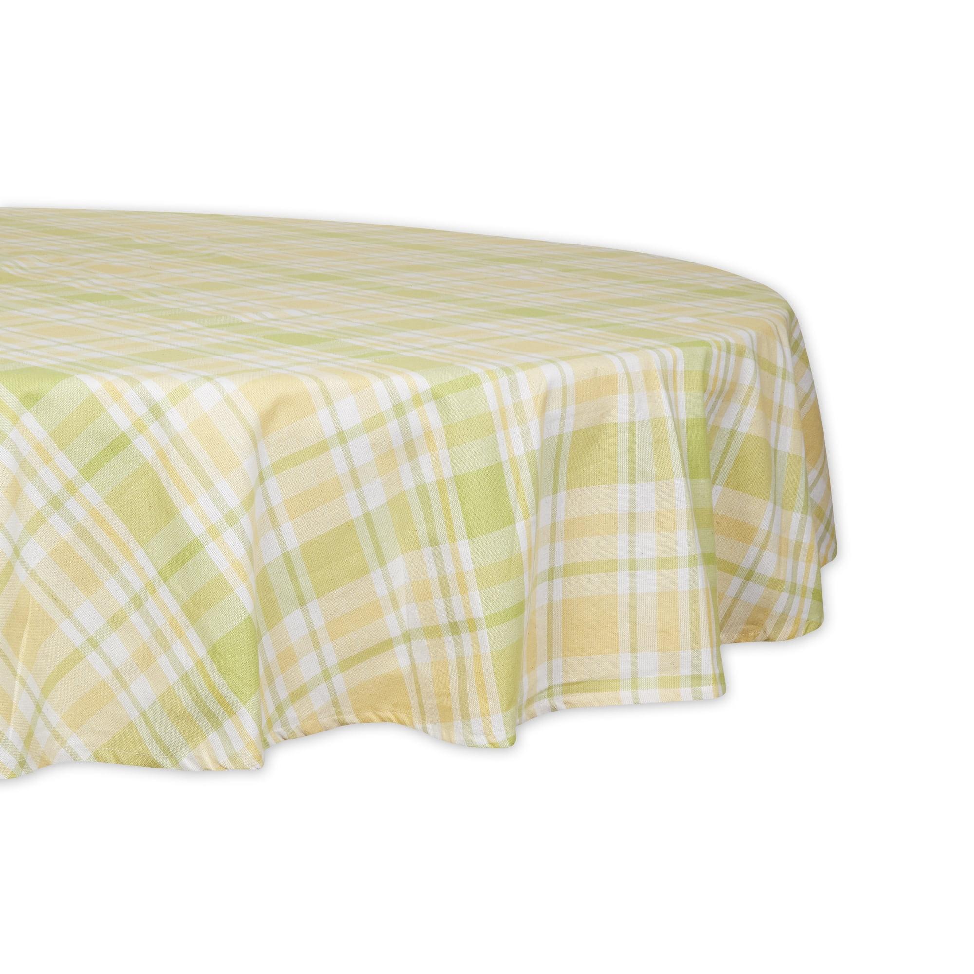 Lemon Bliss Plaid Tablecloth 70 Round