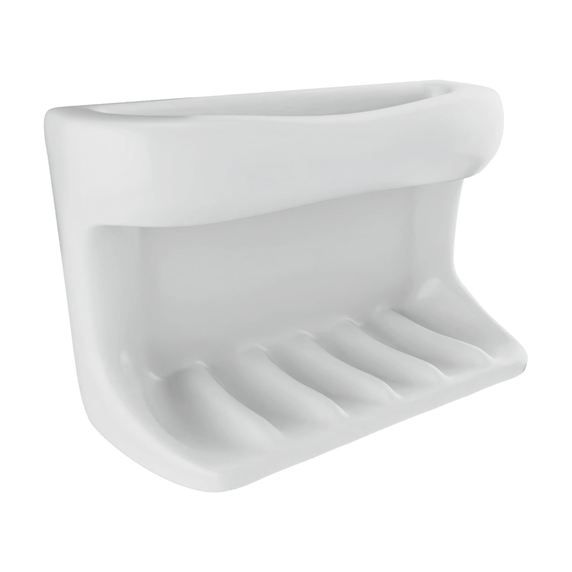 White Ceramic Recessed Wall-Mounted Soap Dish and Cloth Holder