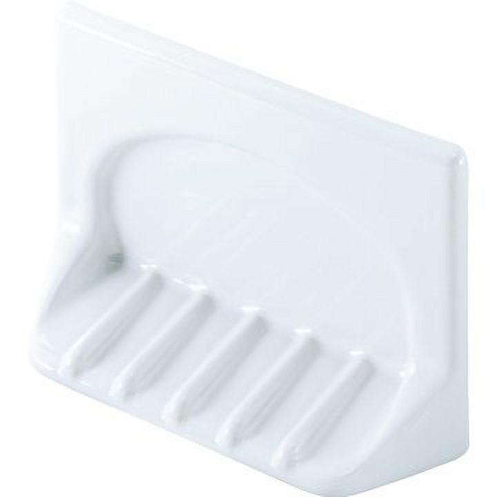 Lenape White Ceramic Wall-Mounted Soap Dish, Durable,  4 in. x 6in