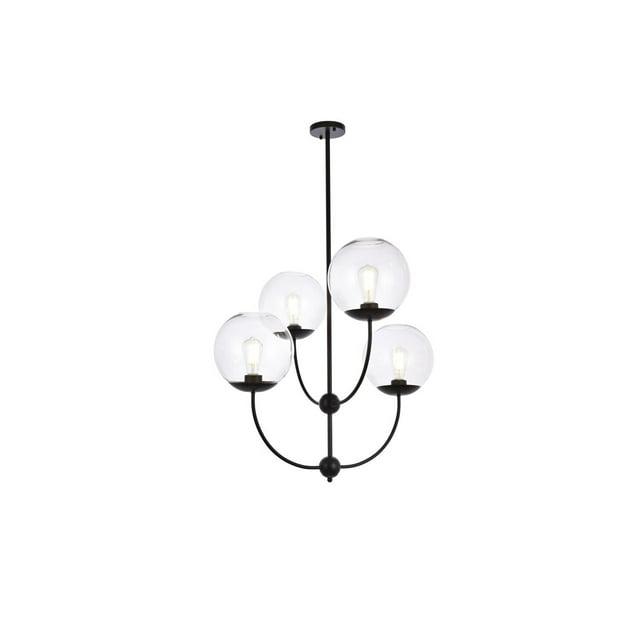 Elegant Lighting Lennon 31.5 inch pendant in black with clear shade