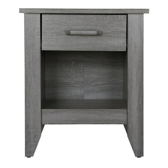Passion Furniture Lennox 1-Drawer Gray Nightstand (24 in. H x 21 in. W x 18 in. D)