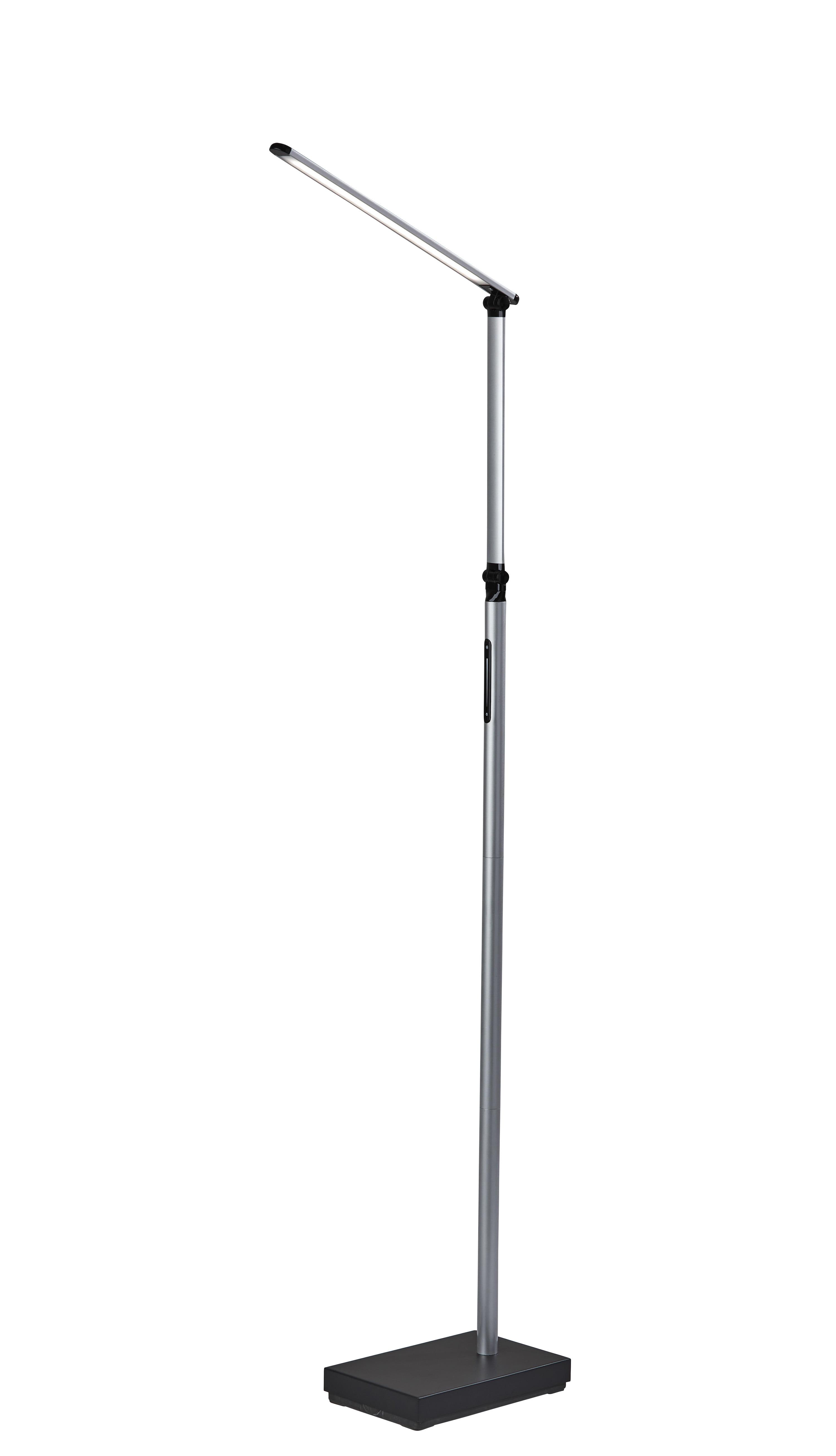 Sleek Black LED Task Floor Lamp with Adjustable Arm and 3-Way Switch