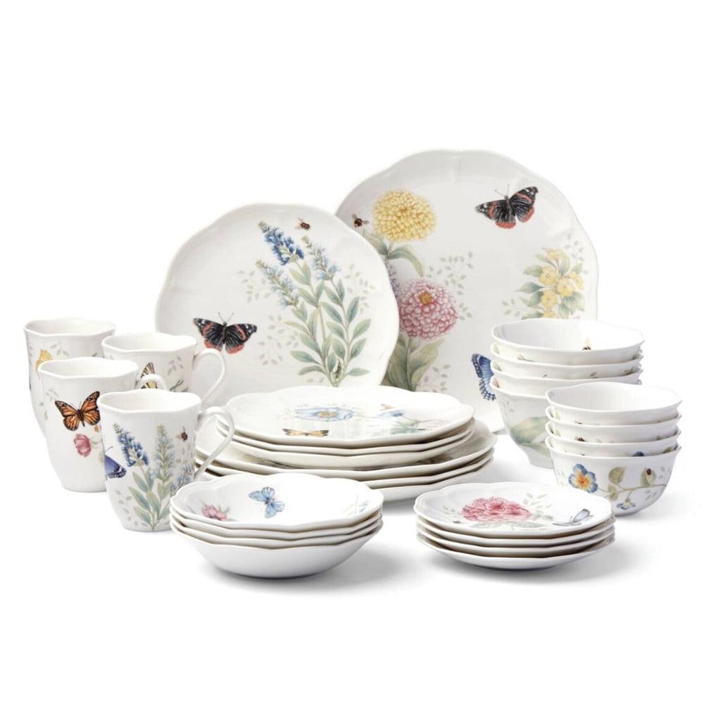 Butterfly Meadow Porcelain 28-Piece Colorful Dinnerware Set