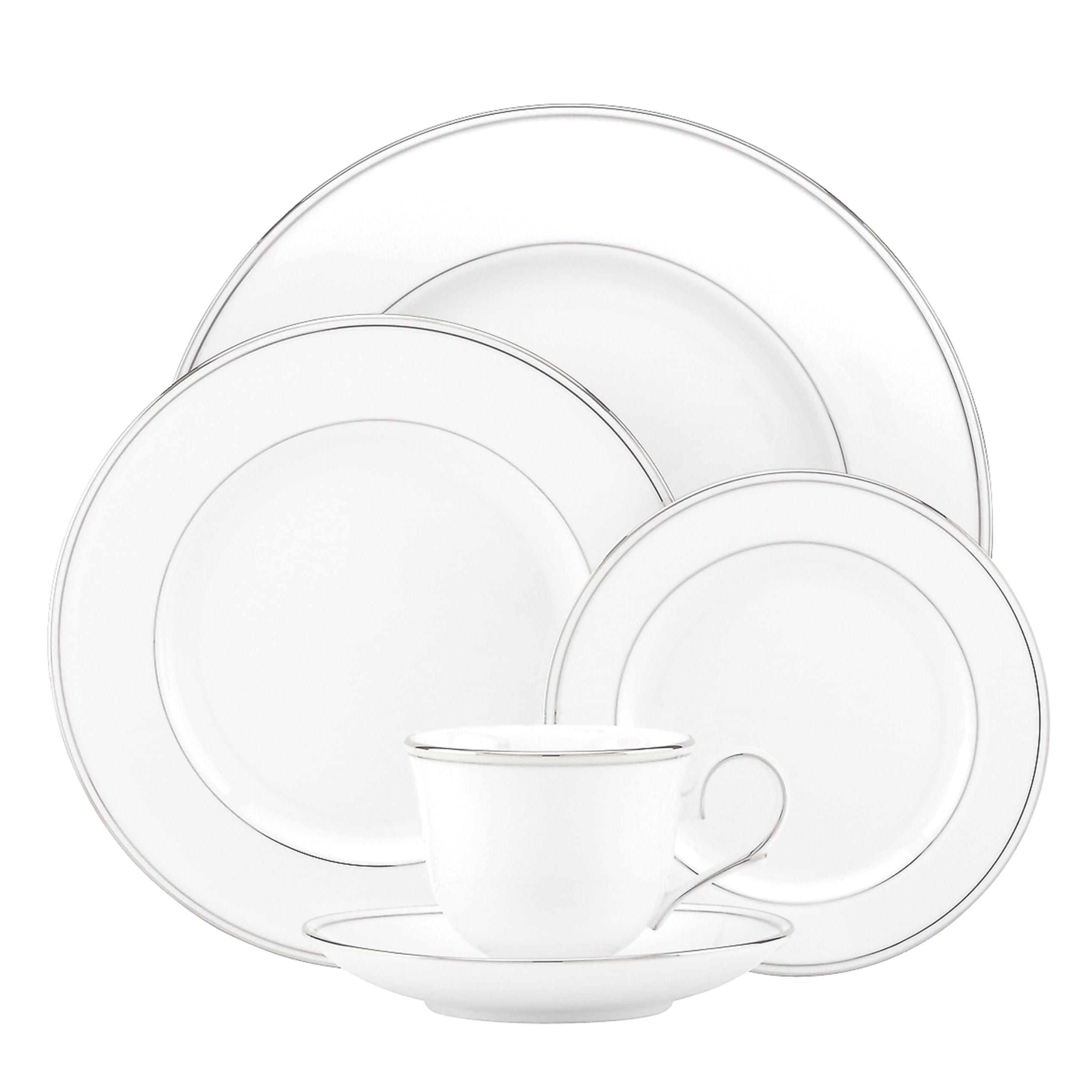 White Porcelain 5-Piece Place Setting with Platinum Accents