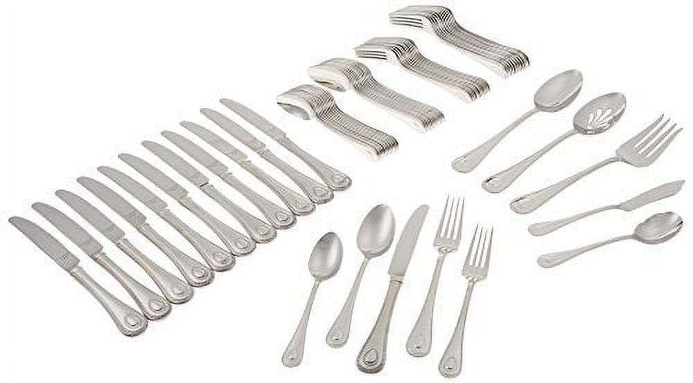 Elegant 65-Piece Stainless Steel Flatware Set with Beaded Handles