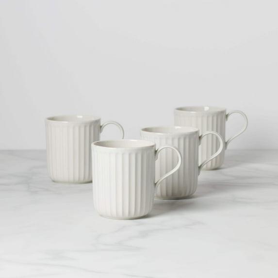 French Perle Scallop White Scallop 4-Piece Mug Set