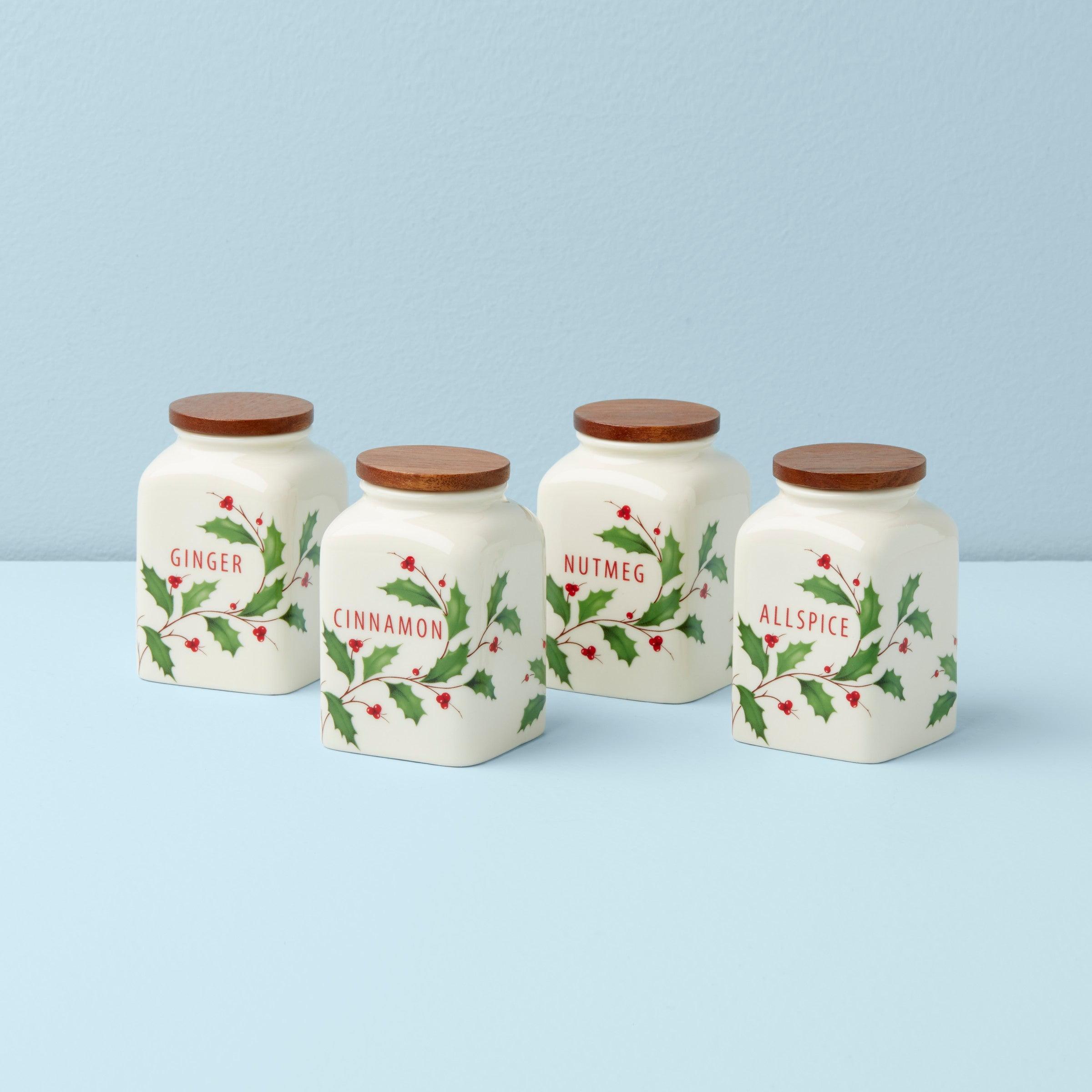 Holiday Baking Spice Jars, Set Of 4