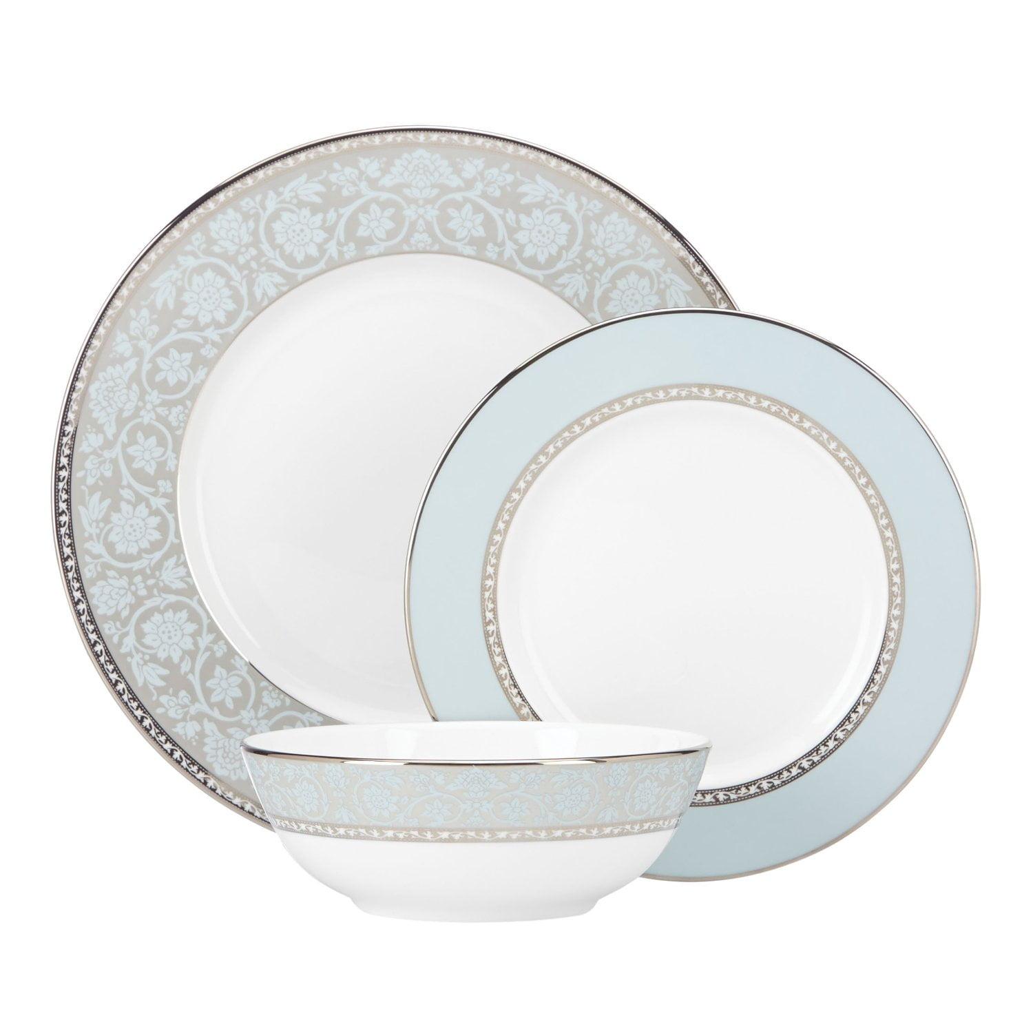 Westmore Serene Blue and White Porcelain 3-Piece Place Setting
