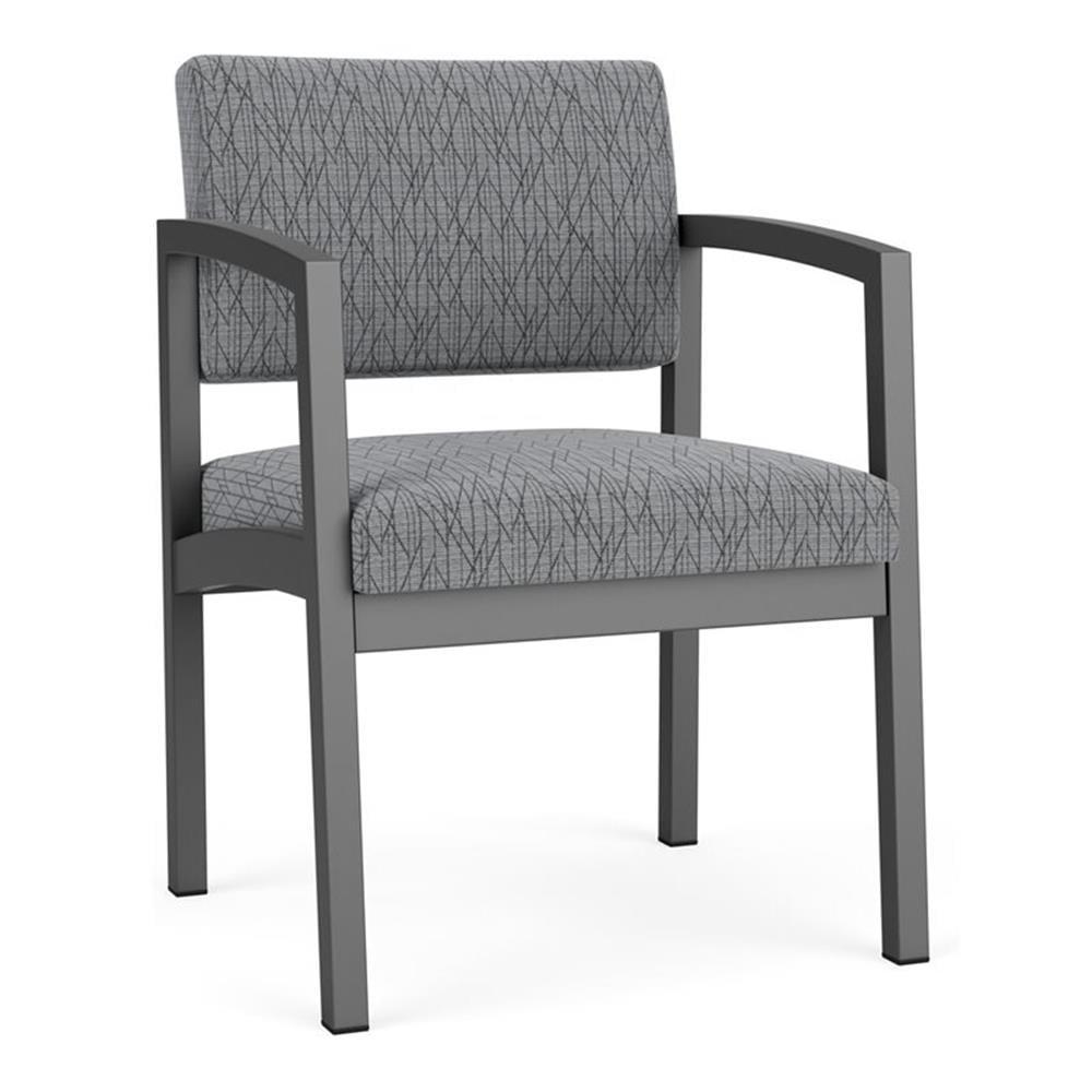 Lenox Charcoal and Adler Gray Flannel Metal Frame Guest Chair