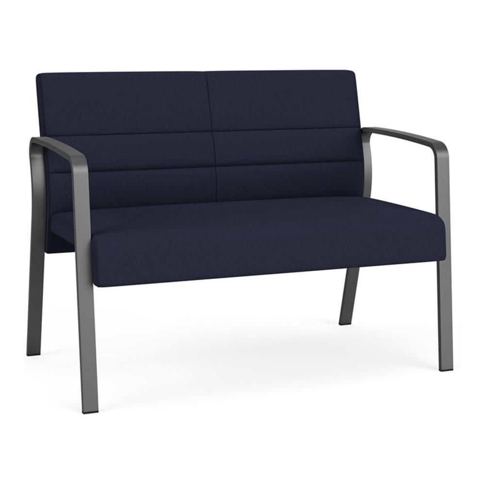 Navy and Charcoal Metal Frame Reception Loveseat