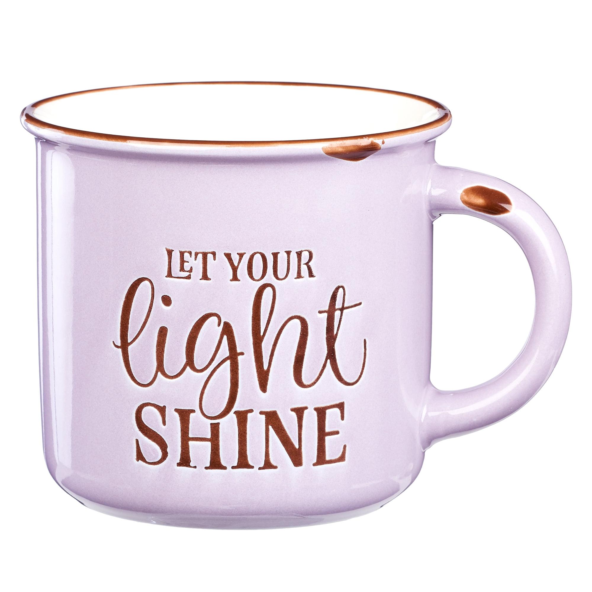 Let Your Light Shine Lavender Camp Style Coffee Mug - Matthew 5:16