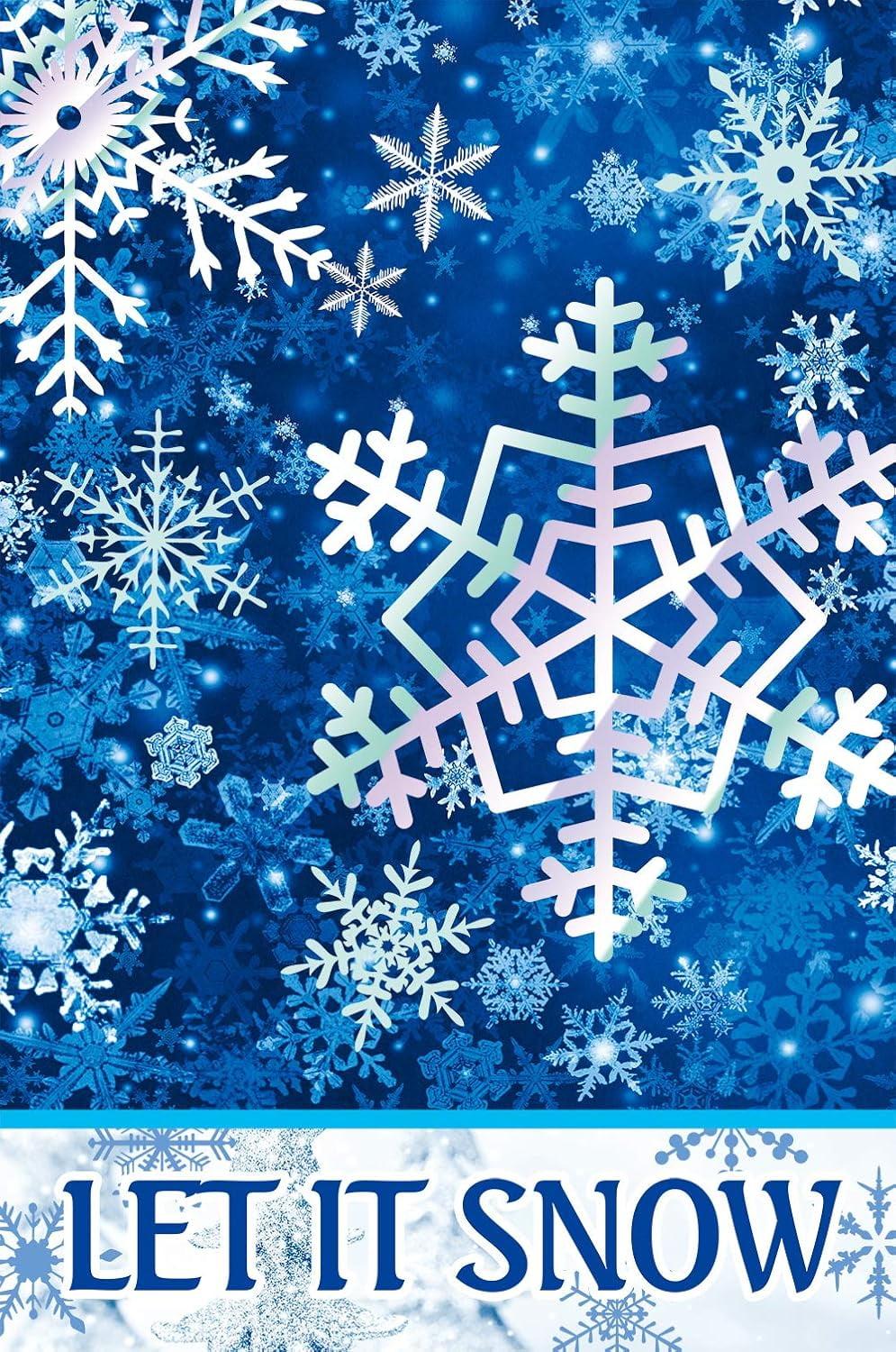 Blue Winter Snowflakes Christmas Garden Flag 12" x 18"