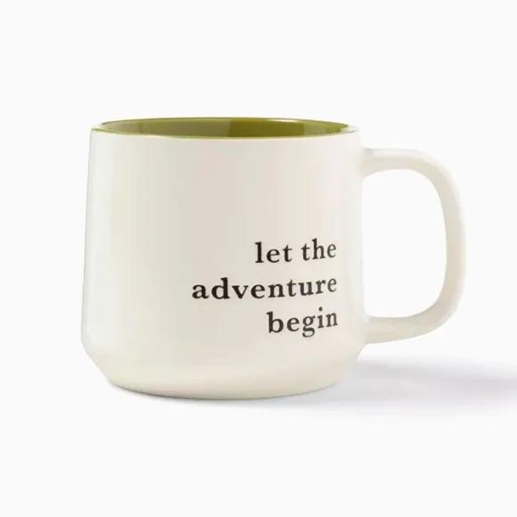 16oz Stoneware Let the Adventure Begin Mug Moss - Threshold™: Traditional Dark Green Coffee Mug, Dishwasher & Microwave Safe