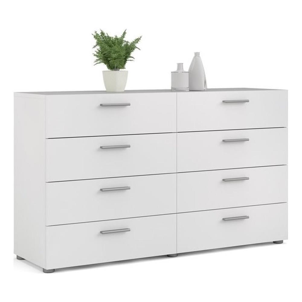 Levan Home Engineered Wood Contemporary 8 Drawer Double Bedroom Dresser in White