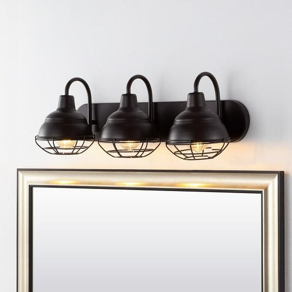 JONATHAN Y Levi 24.5" 3-Light Industrial Farmhouse Iron LED Vanity, Oil Rubbed Bronze