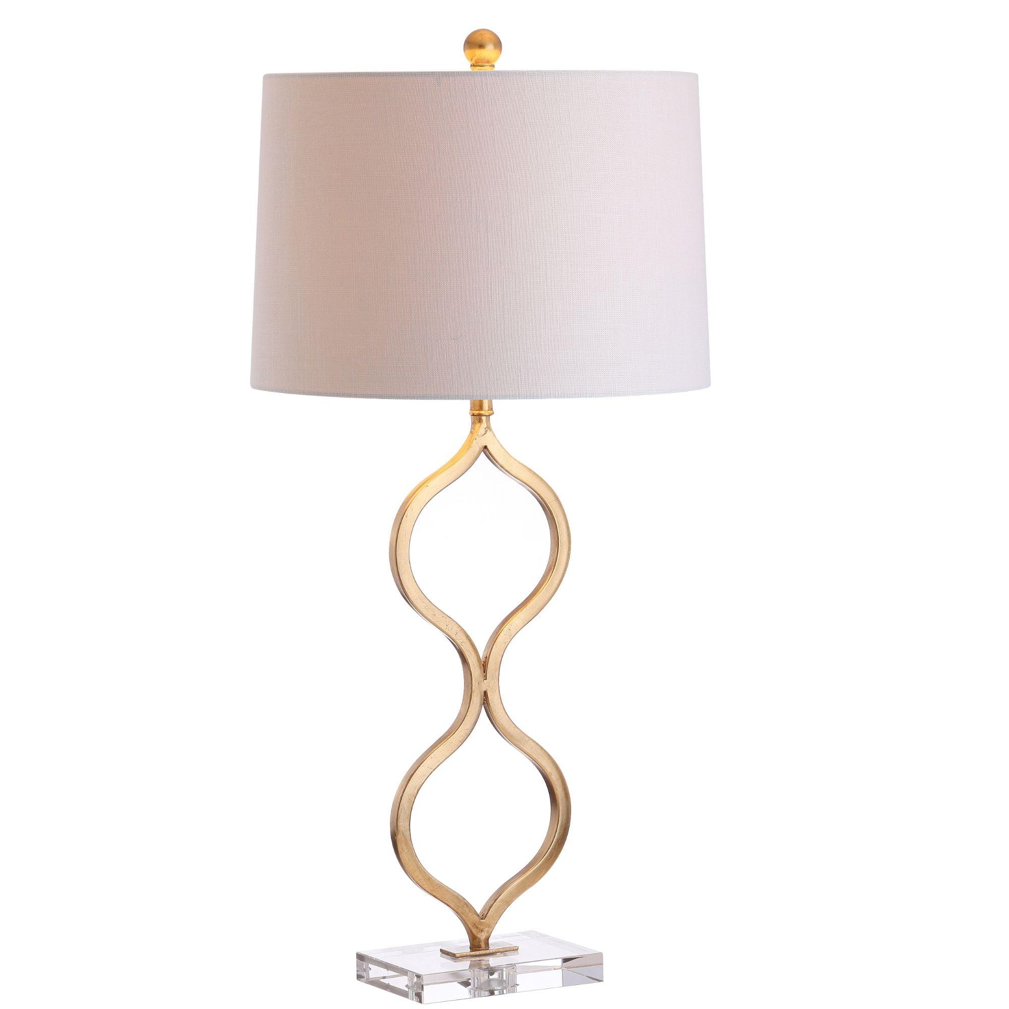 Elegant Gold Leaf 31.5" Table Lamp with White Linen Shade