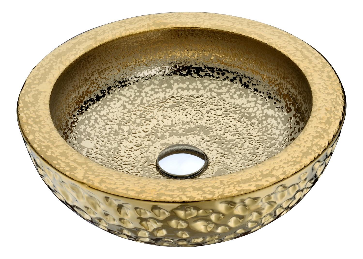 Levi 16.5'' Speckled Gold Tempered Glass Vessel Sink