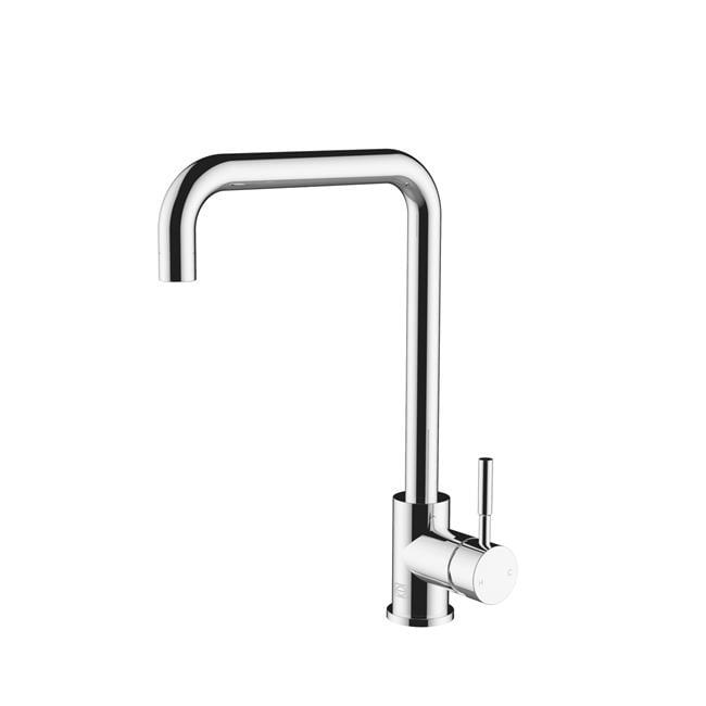 Chrome Single Handle Gooseneck Kitchen Faucet with Pull-out Spray