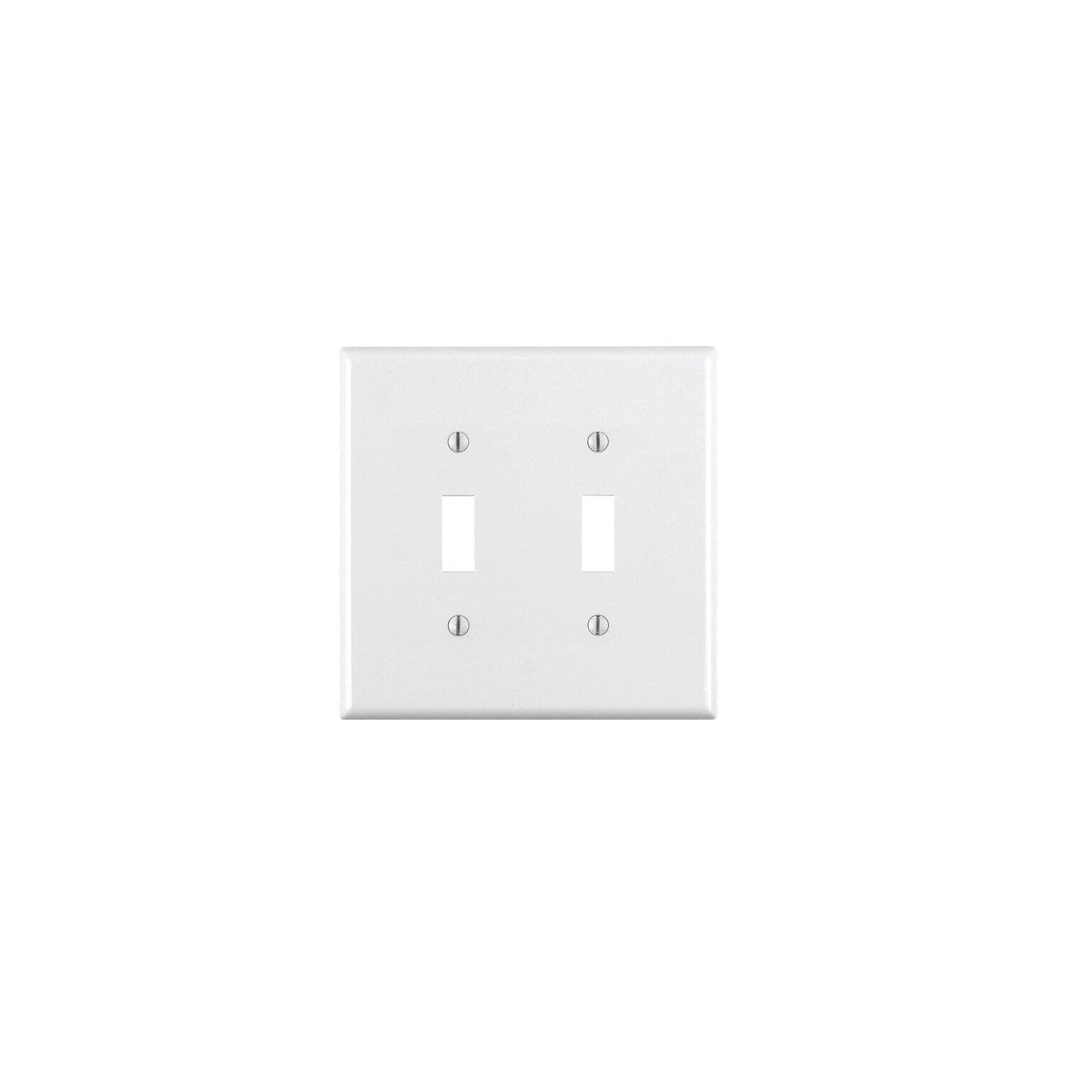 White Thermoplastic 2-Gang Toggle Wall Plate