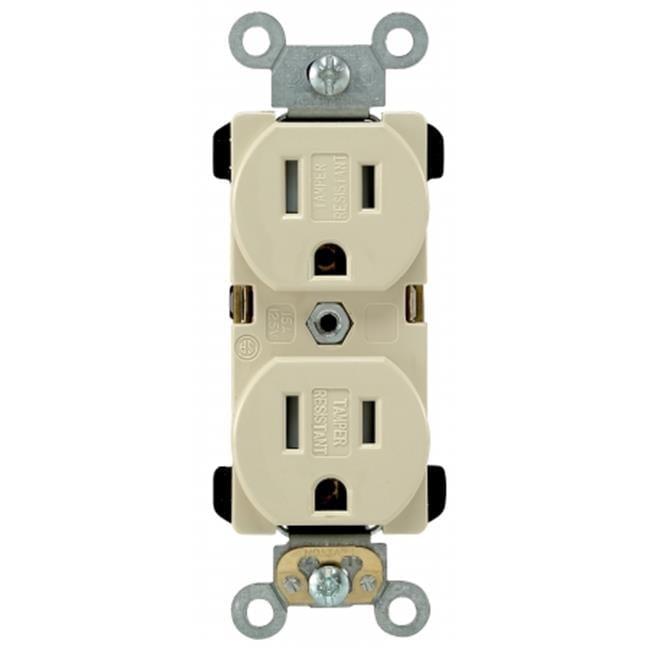 Ivory Tamper Resistant Duplex Outlet with Wall Plate