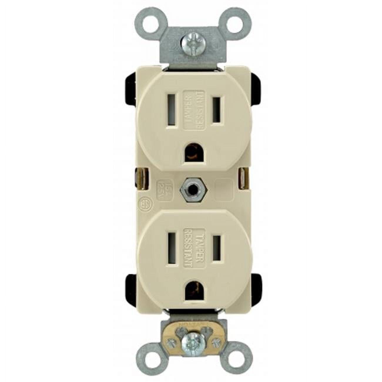 Ivory Tamper Resistant Duplex Outlet with Wall Plate