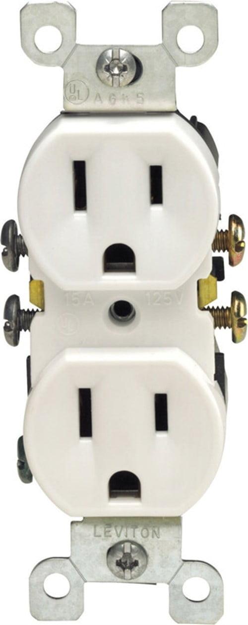 White Thermoplastic Duplex Receptacle with Wall Plate, 10-Pack