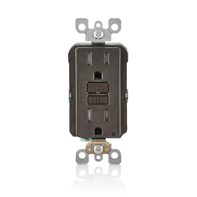 Brown 15 Amp Tamper Resistant GFCI Outlet with Wall Plate