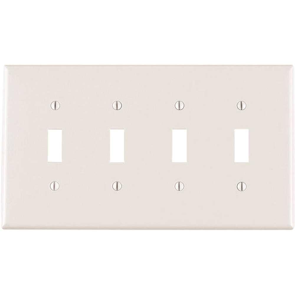 White Thermoplastic 4-Gang Toggle Switch Wall Plate