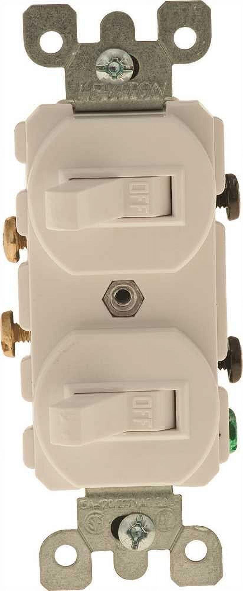 Leviton 5224-2W 120/277-Volt 15 Amp 1-Pole Duplex Style Commercial Grade AC Combination Toggle Switch, White