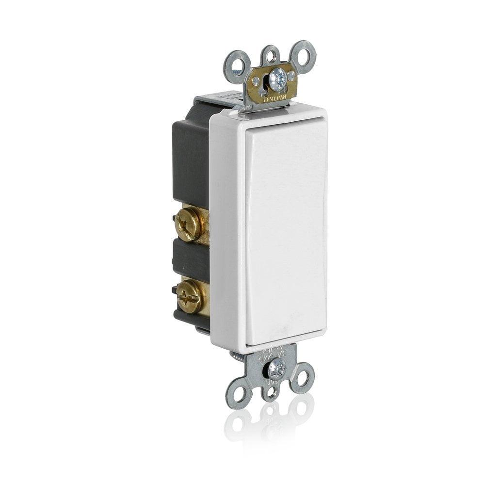 Leviton 56080-2W 3A, 24V AC/DC Low Voltage Momentary Contact Single Pole Single Throw Decora Plus Switch, Center Off, Commercial Spec Grade - WHITE