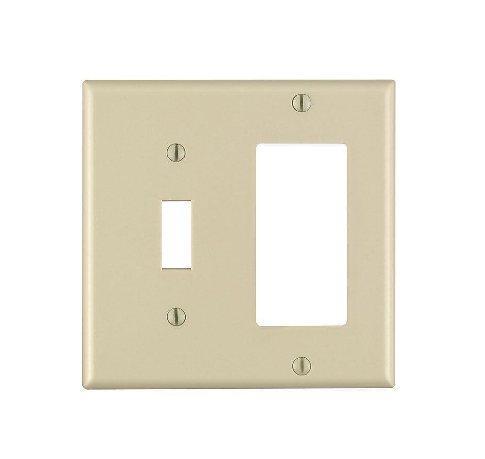 Ivory 2-Gang Thermoset Plastic Toggle and Decora Wall Plate