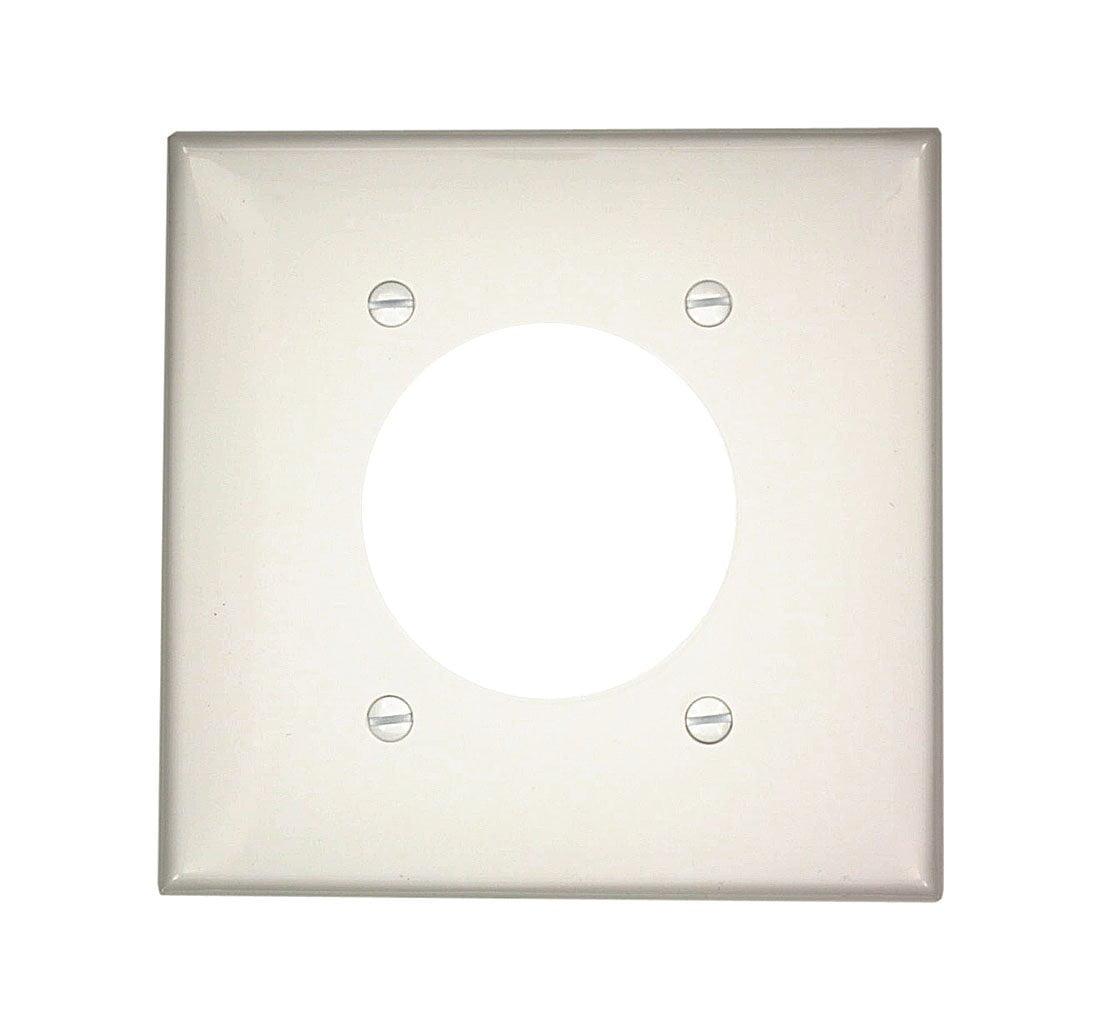 White Thermoplastic 2-Gang Single Receptacle Wall Plate