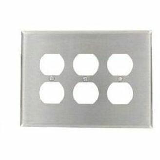 Oversized Stainless Steel 3-Gang Duplex Wallplate