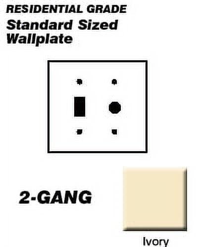 Ivory 2-Gang Plastic Wallplate with Toggle and Coaxial