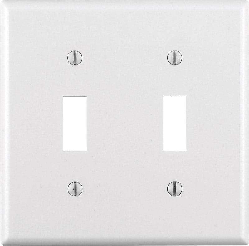 Leviton 2-Gang Plastic Toggle Switch Wall Plate, White