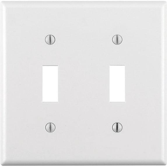 Leviton 2-Gang Plastic Toggle Switch Wall Plate, White