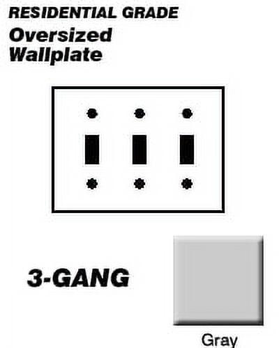 Oversized Gray 3-Gang Thermoset Plastic Wallplate