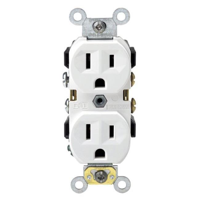 White Tamper Resistant Duplex Outlet with Wall Plate