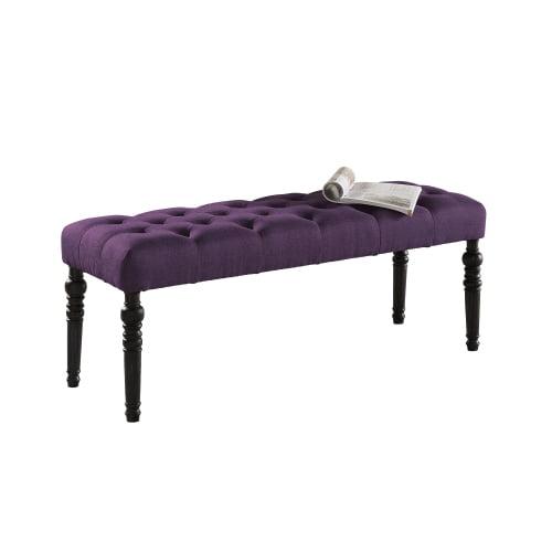 Leviton 48'' Purple Fabric Tufted Turned Leg Dining Bench