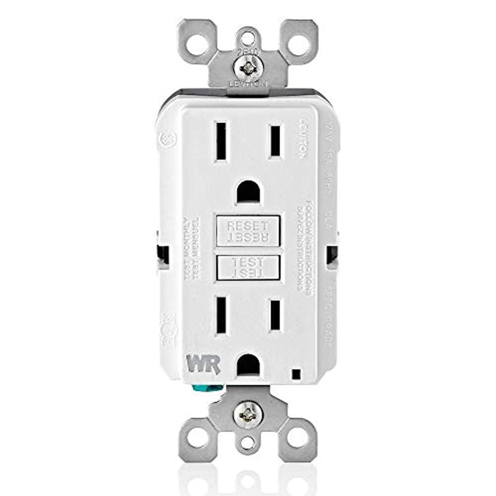 White Weather-Resistant GFCI Outlet with LED Indicator