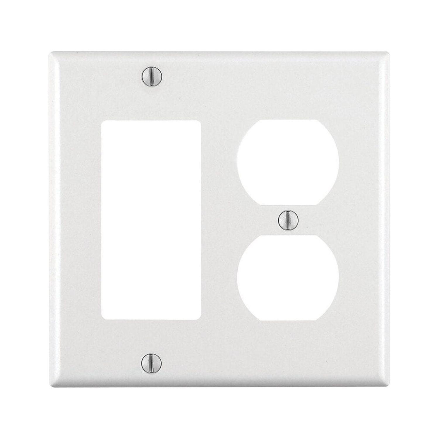 White 2-Gang Thermoset Plastic Combination Wall Plate